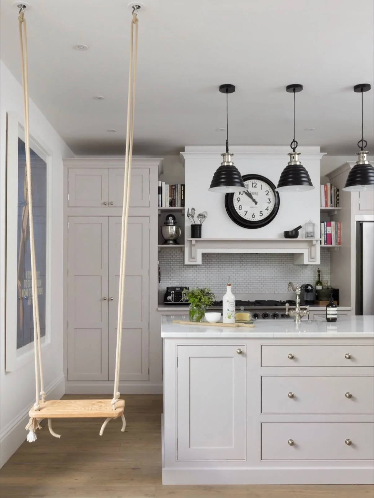 Because who doesn&rsquo;t want a swing in their pink kitchen?!

Space planning was key here. We took out a wall that led to a lean-to, and a conservatory and brought all the spaces together. 

Swipe to see the messy progress. 

Shere Madness is a bou