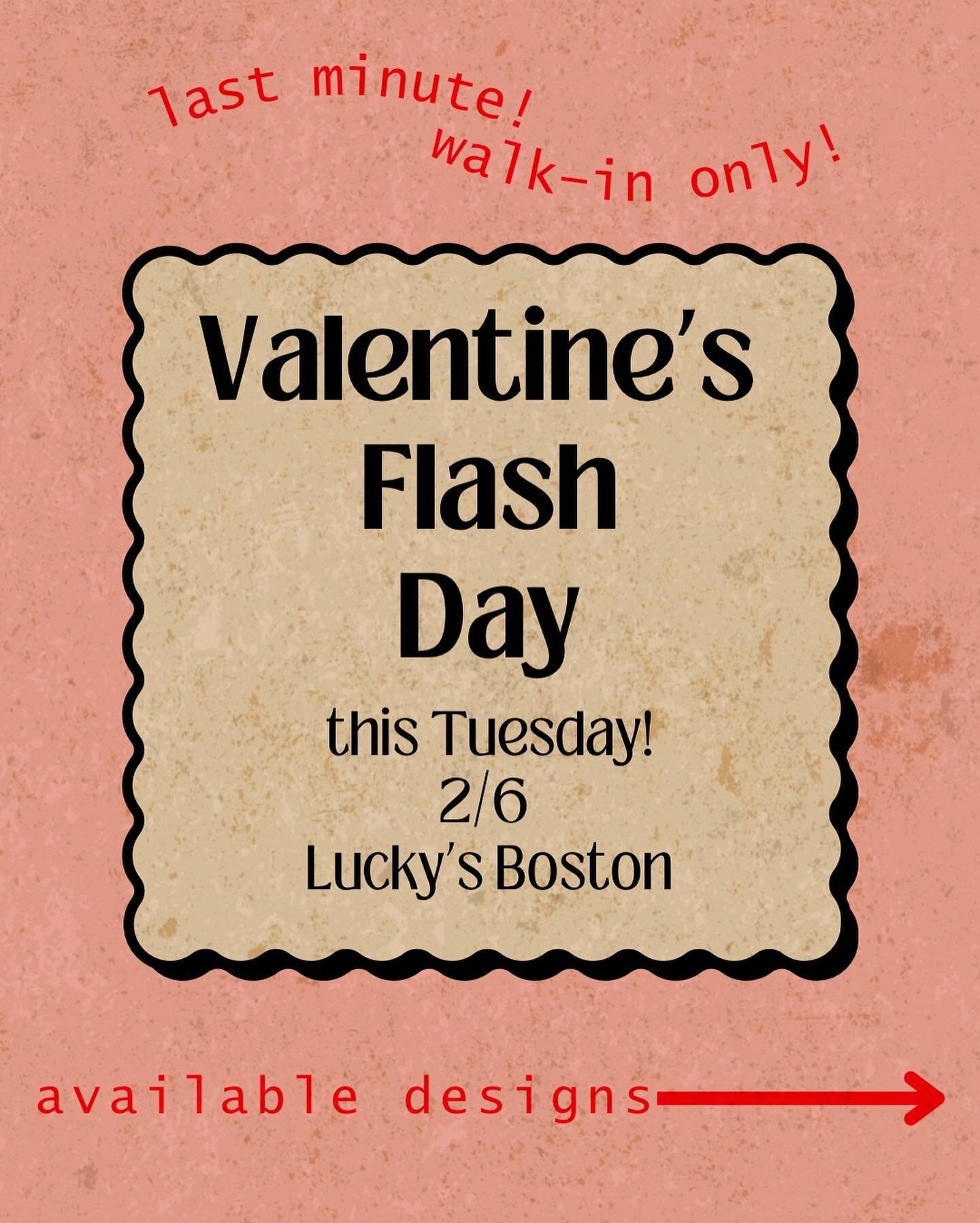 I&rsquo;m doing a last minute Valentine&rsquo;s flash day this Tuesday starting at noon! Walk-in only, space is limited. Blackwork and dotwork designs. See you there! &hearts;️&hearts;️&hearts;️