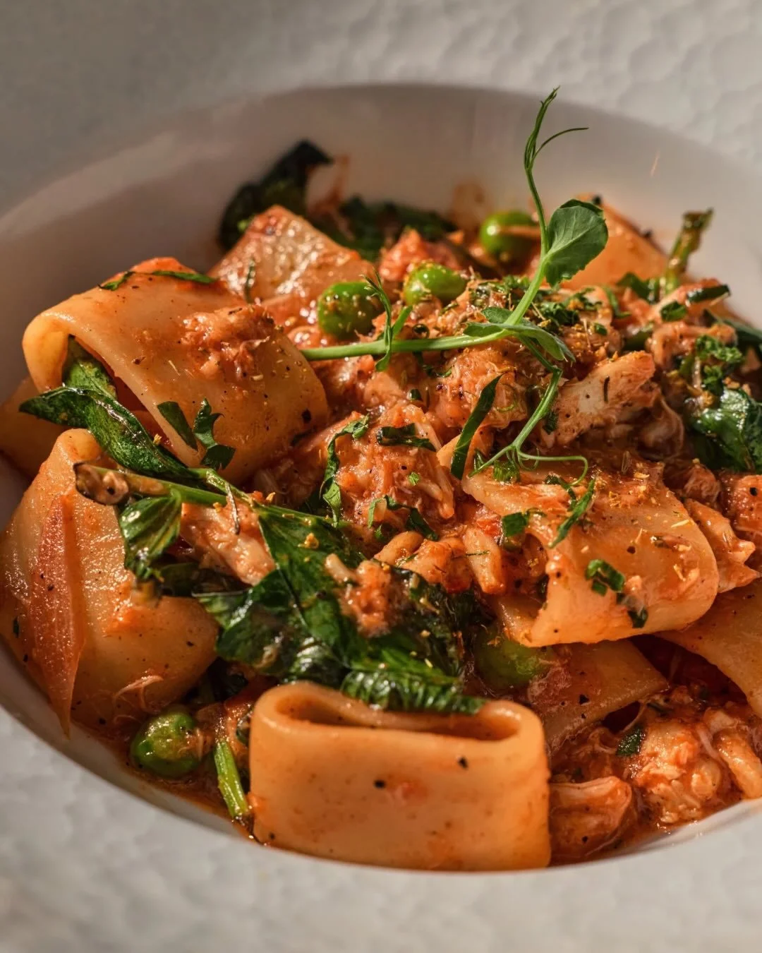 The weather may have missed the Memorial Day Weekend memo, but we&rsquo;ve got you covered this evening with delicious dinner (like Calamarata Crab Pasta, pictured), candlelight, and your favorite bottle of wine. The sun will come out (eventually)&he