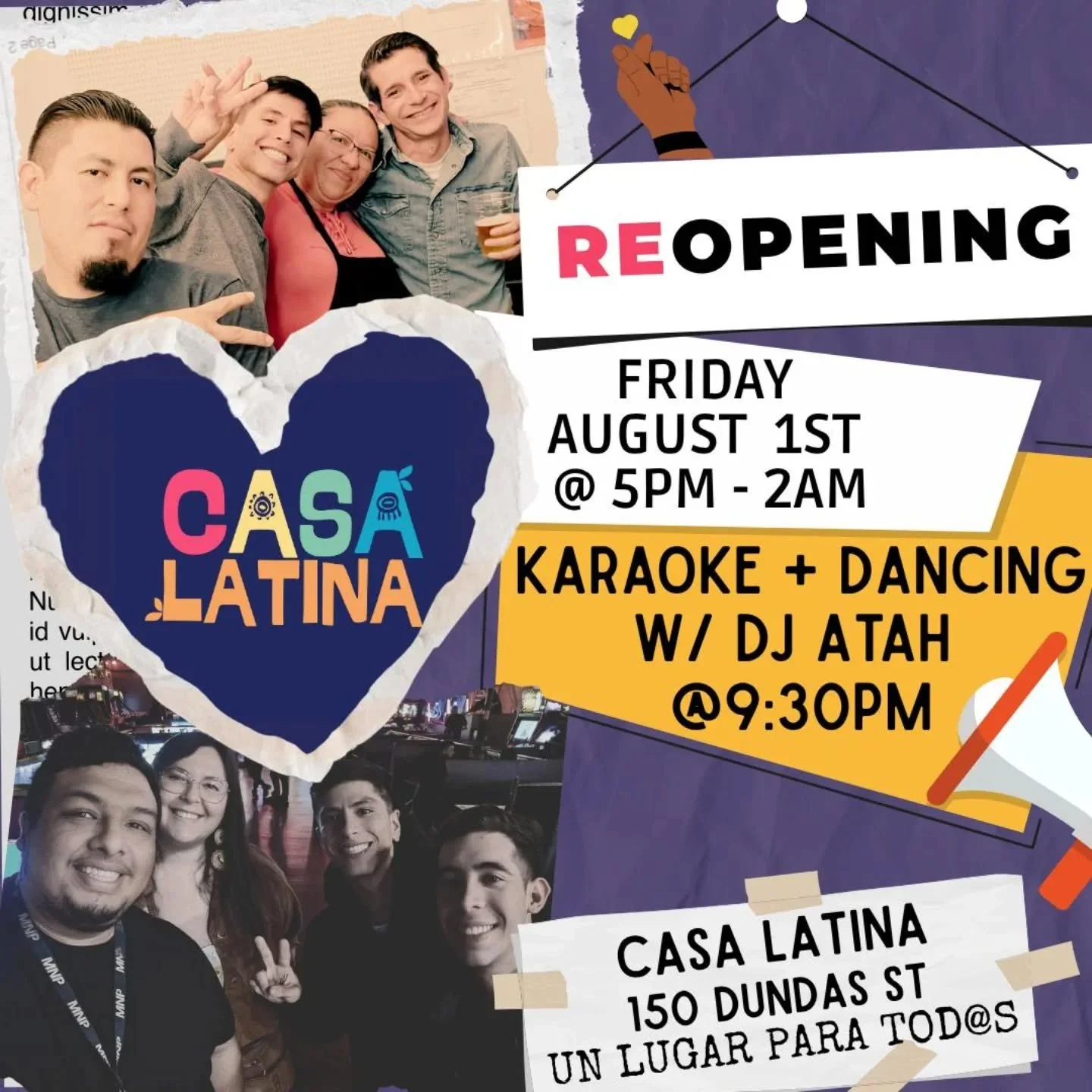 Porque para atrás..ni para agarrar impulso! Volvemos ! Este viernes 1 de agosto desde las 5 pm hasta tarde, ven y celebra con Nosotros en nuestra casita latina, canta, baila , bebe, conoce gente nueva y disfruta de la buena vibra.
Nos vemos !