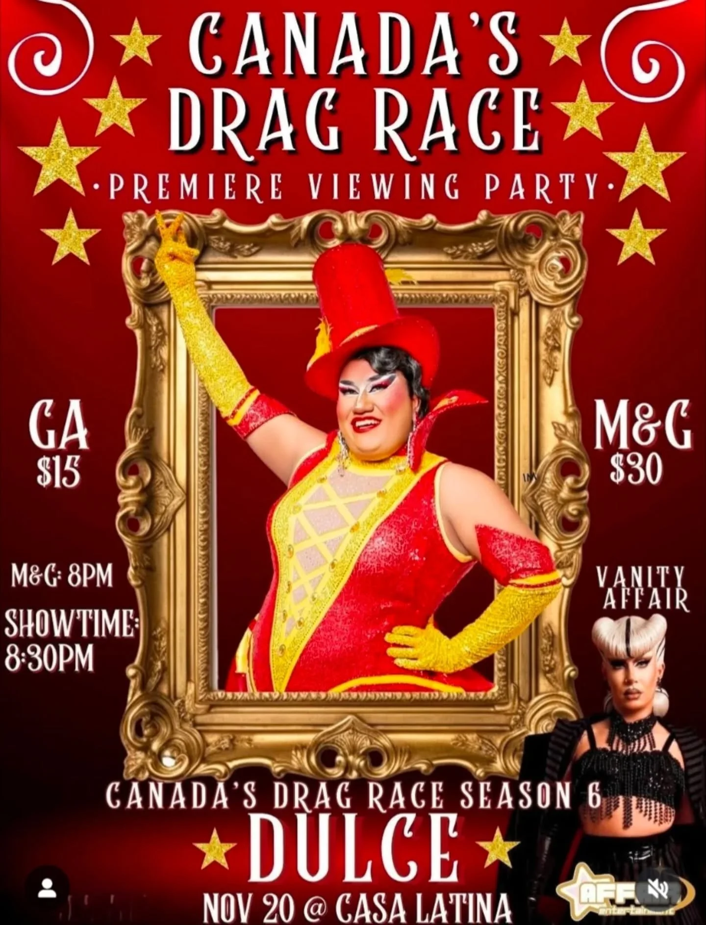 Tomorrow ! We will welcome our lovely friend @dulcethequeen in casa latina for the @canadasdragrace viewing party! Come early, sip some drinks, enjoy the show and have fun! Dulce and @vanity.affairr  will join us for a great night !

Tickets are stil