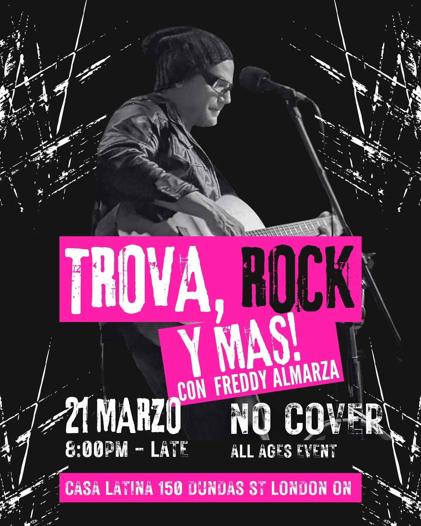 Freddy Almarza Regresa a Casa Latina este sabado con lo mejor de la trova, rock en espanol y mas! Ven y disfruta lo mejor de la musica a partir de las 8pm!

No Cover
Casa Latina 150 dundas st london ON