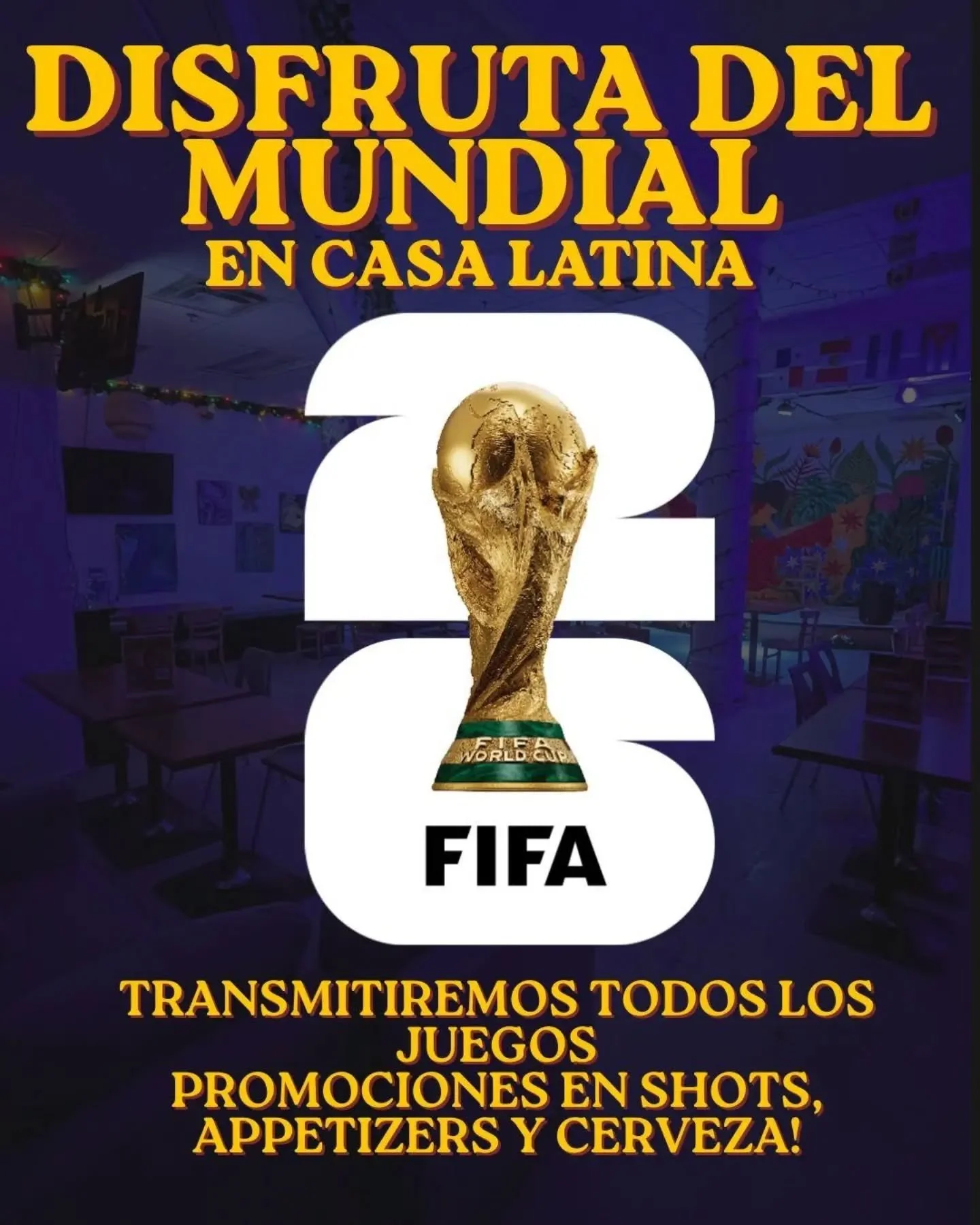 Hoy M&eacute;xico vs Sud&aacute;frica! Durante el evento = Coronas $5 ,  shots $3, tacos a $5 c/u. Nachos a mitad de precio! 

Nos vemos ! Casa Latina 150 Dundas st London