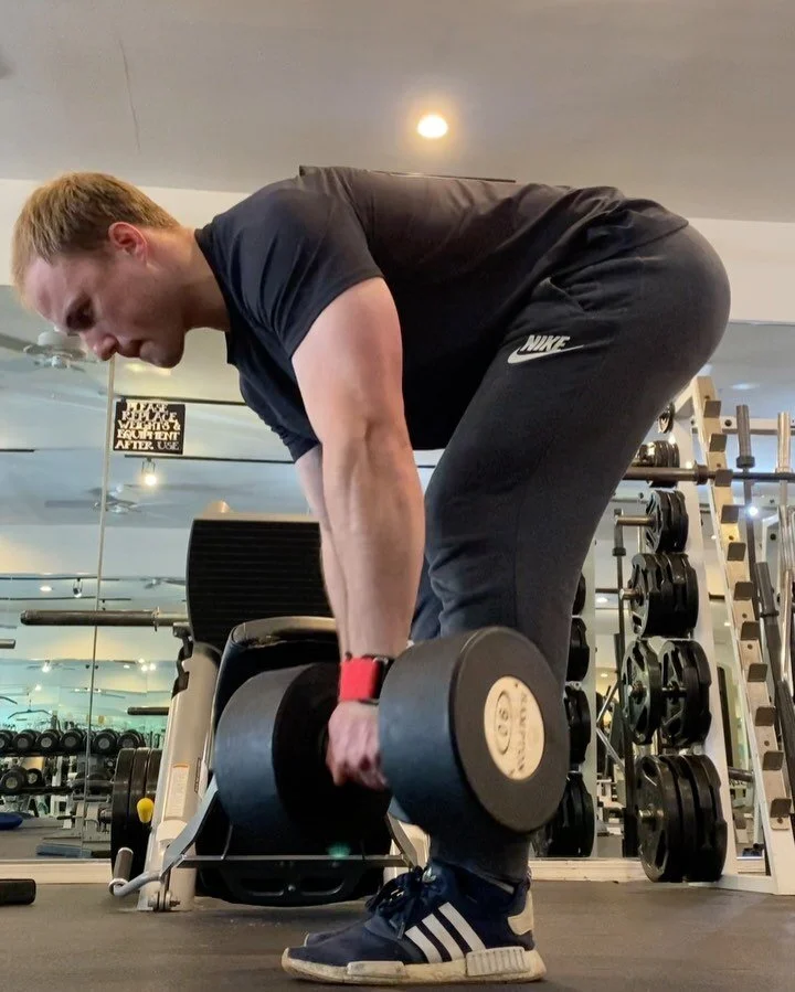 Week 2 day 5 of this back and arm specialization phase. I had a lot of fun this session and got a great pump. Bent over rows are always a good time.

Dumbell Bent Over Row 3 sets of 5-10 reps
Dumbell Curls 3 sets of 5-10
One arm Underhand lat pulldow