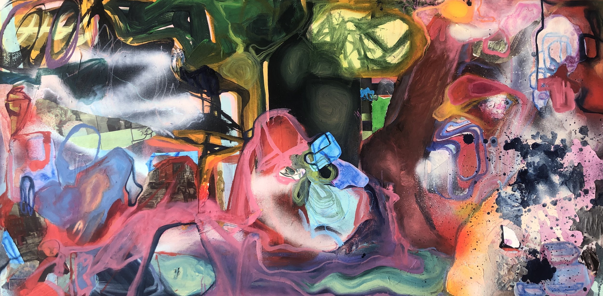 untitled 2022 - 24”x48” - spray paint and oil paint