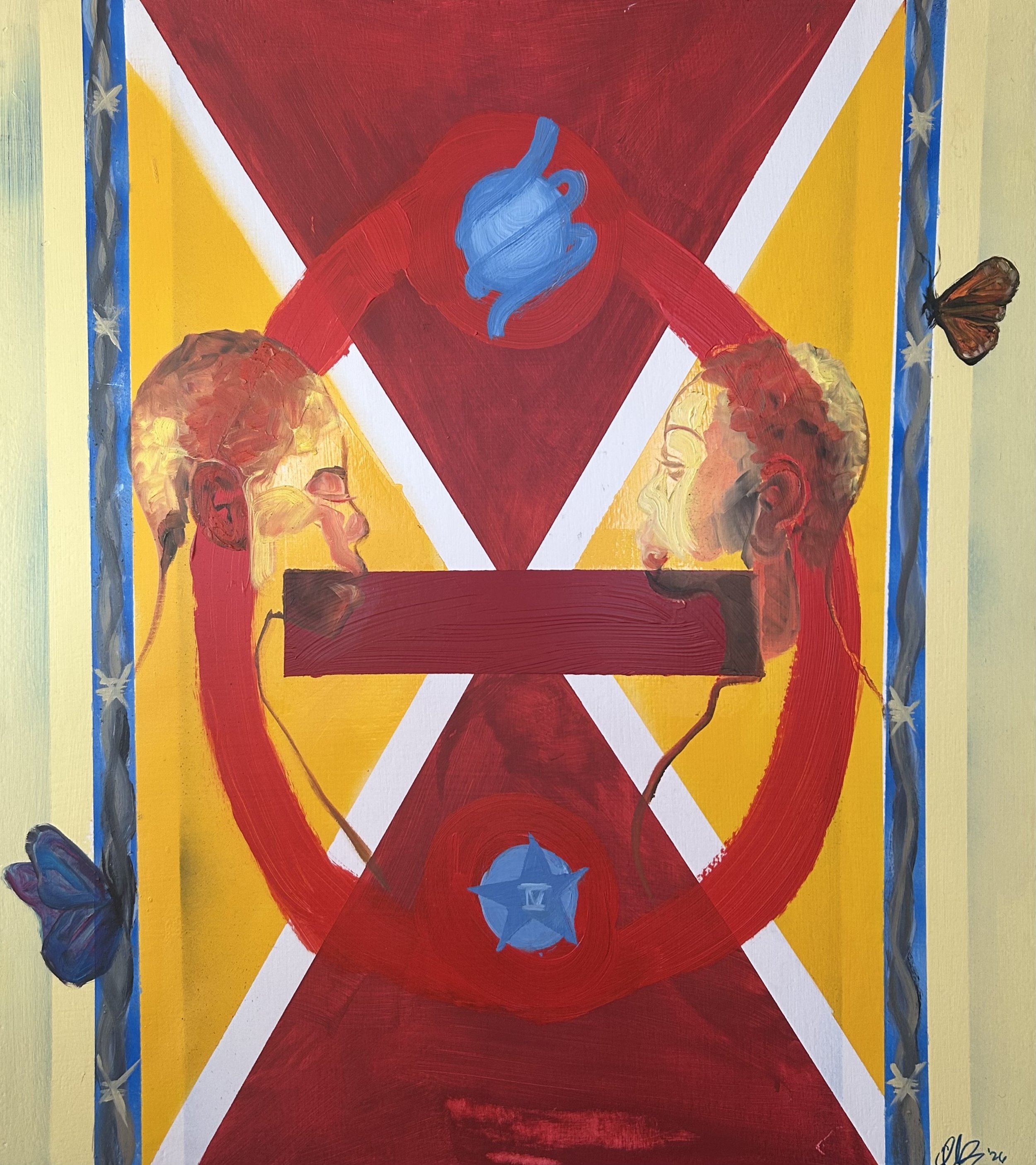 time changes - spray paint, acrylic, and oil on wood - 18"x26"
