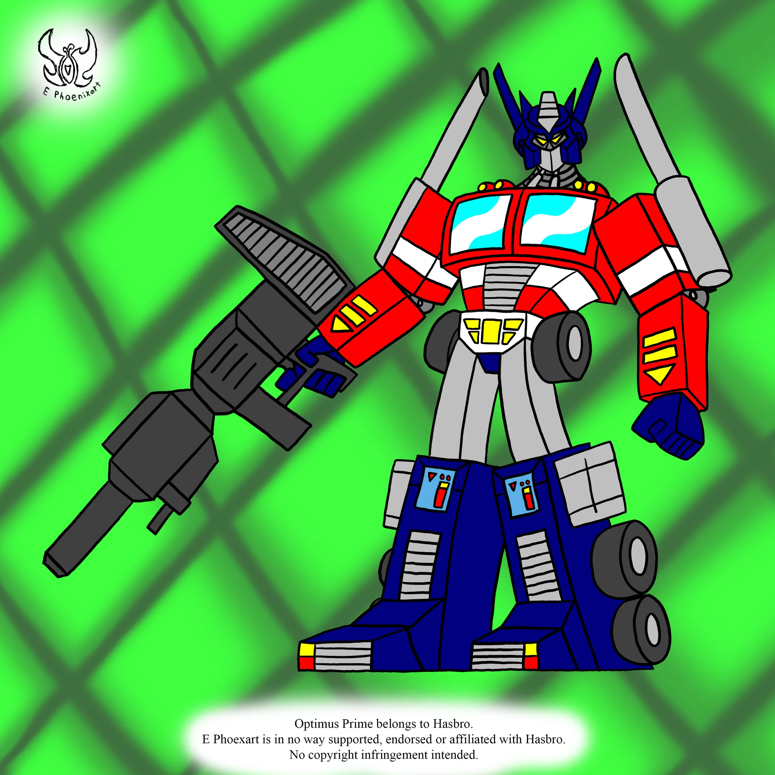 Optimus Prime belongs to Hasbro. E Phoenixart s in no way supported, endorsed or affiliated with Hasbro.
No copyright infringement intended.