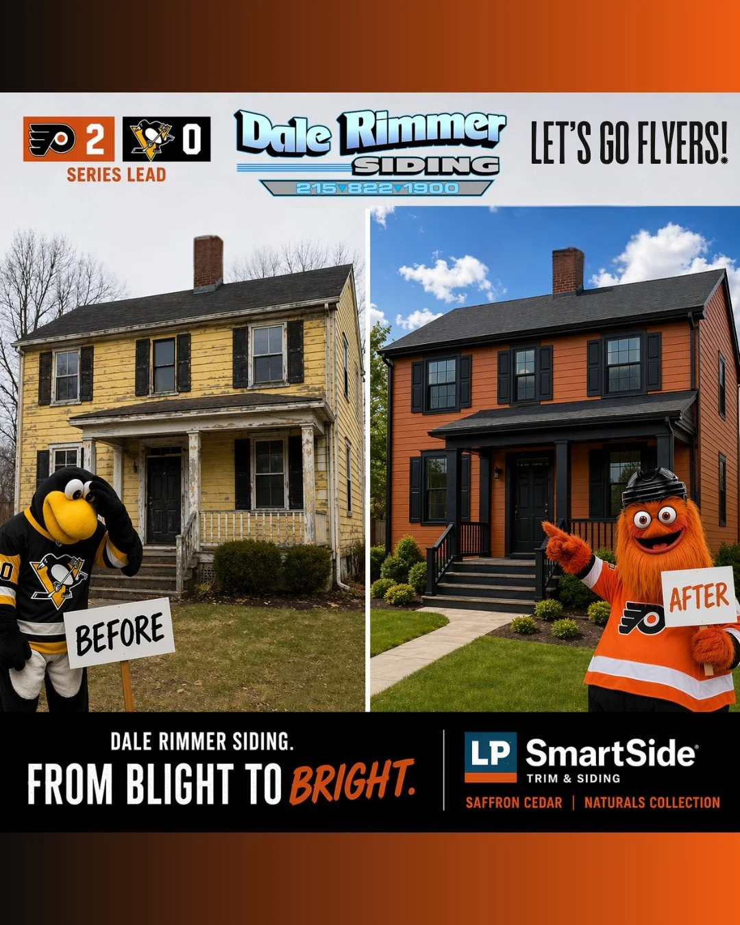 Flyers Orange&hellip; but make it permanent. 🟠🏒
LP SmartSide&reg; Saffron Cedar = a real siding option. Not quite Orange.... but you get the point. Natural Collections from LP for the WIN!
Would you do it? 👀💯
#Flyers #FlyersNation #LetsGoFlyers #