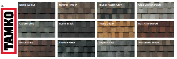 Dale Rimmer Siding Tamko Pro Contractor offering several roofing colors