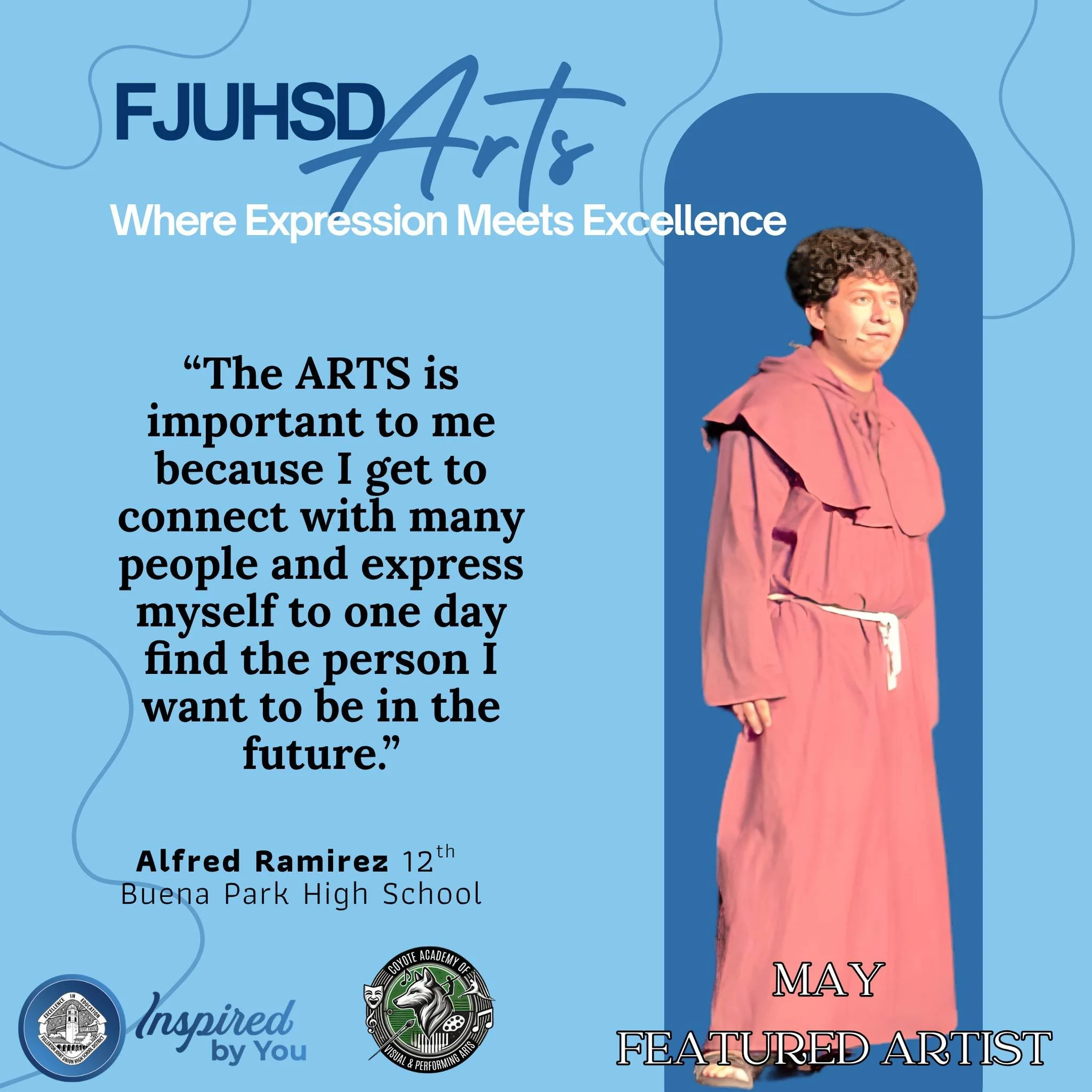 We are celebrating out May Featured Artists of the Month!

 #inspired #FJUHSDArts #FJUHSDWhereArtsHappen #artseducationmatters
