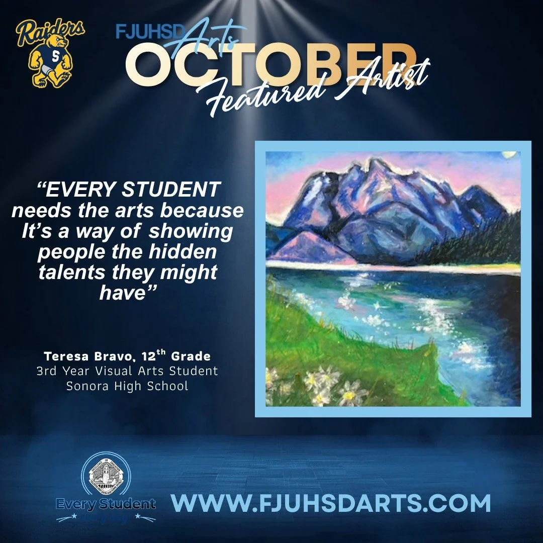 Teresa was nominated by @sohsraiders  Visual Arts Teacher Fernando Perez, who stated, "Teresa is an excellent artist with an active vision and unique style."

Reflecting on her passion, Teresa shared: "The moment I knew I belonged in t