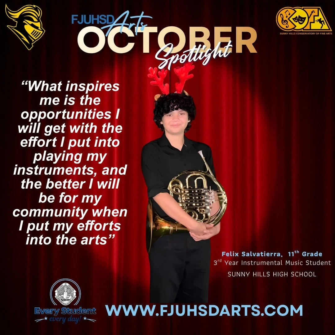 OCTOBER SPOTLIGHT:  SHHS STUDENT SELECTED FOR NATIONAL FFA BAND 

For SHHS junior Felix Salvatierra, music is built on growth, discipline, and belonging. His selection for the National FFA Band marks a major milestone in a journey fueled by continuou