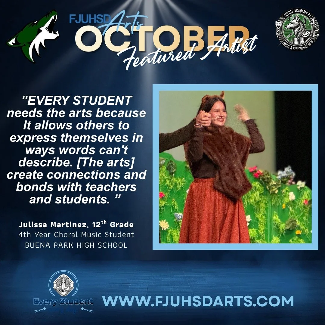 Julissa Martinez was nominated by @buenaparkhighschool  Choral Music  Teacher Jill DeWeese, who stated, "Julissa is the president and soprano 2 section leader of our new Treble Ensemble. She has really improved with her singing and is setting a 