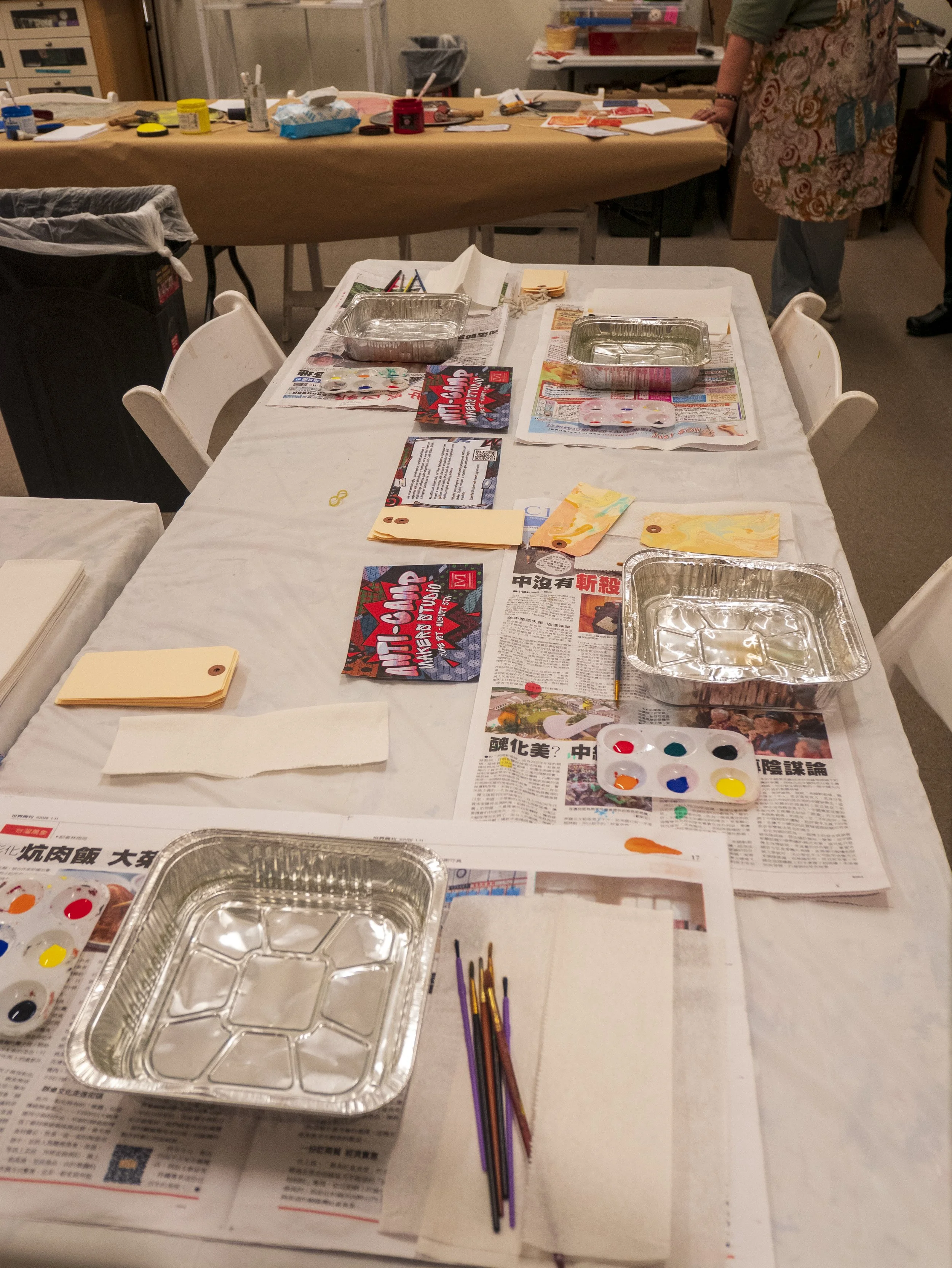 Muck EDU Arts & crafts area in upper studio at opening reception for Fullerton Joint Union High School District Student Art Show.jpg