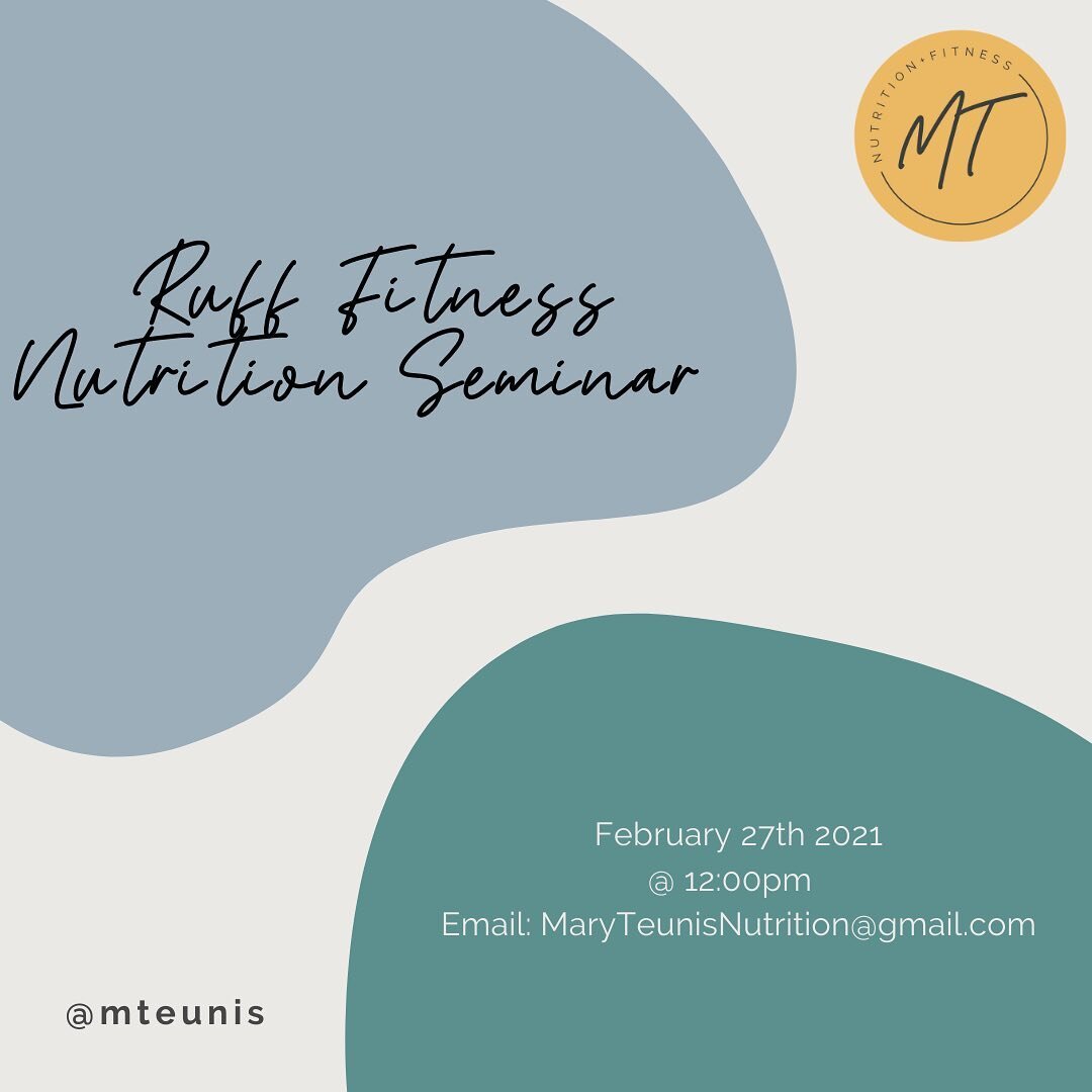 1 more week to register!!

Nutrition seminar with Mary Teunis Nutrition and Fitness ⬇️

Don&rsquo;t let the name fool you, this class will teach you MOST of what you need to be successful at nutrition, to support your health in and out of this gym. T