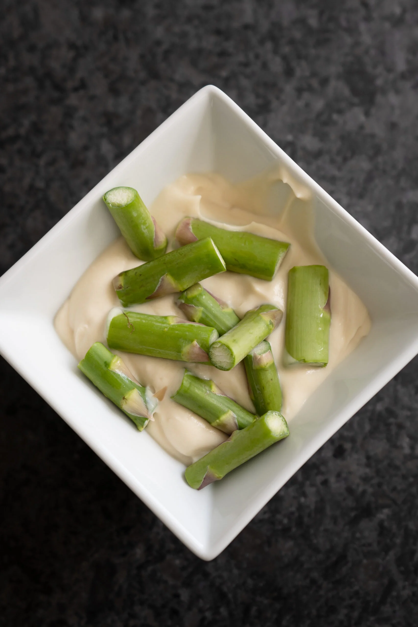 Leftover Cauliflower Purée with Asparagus