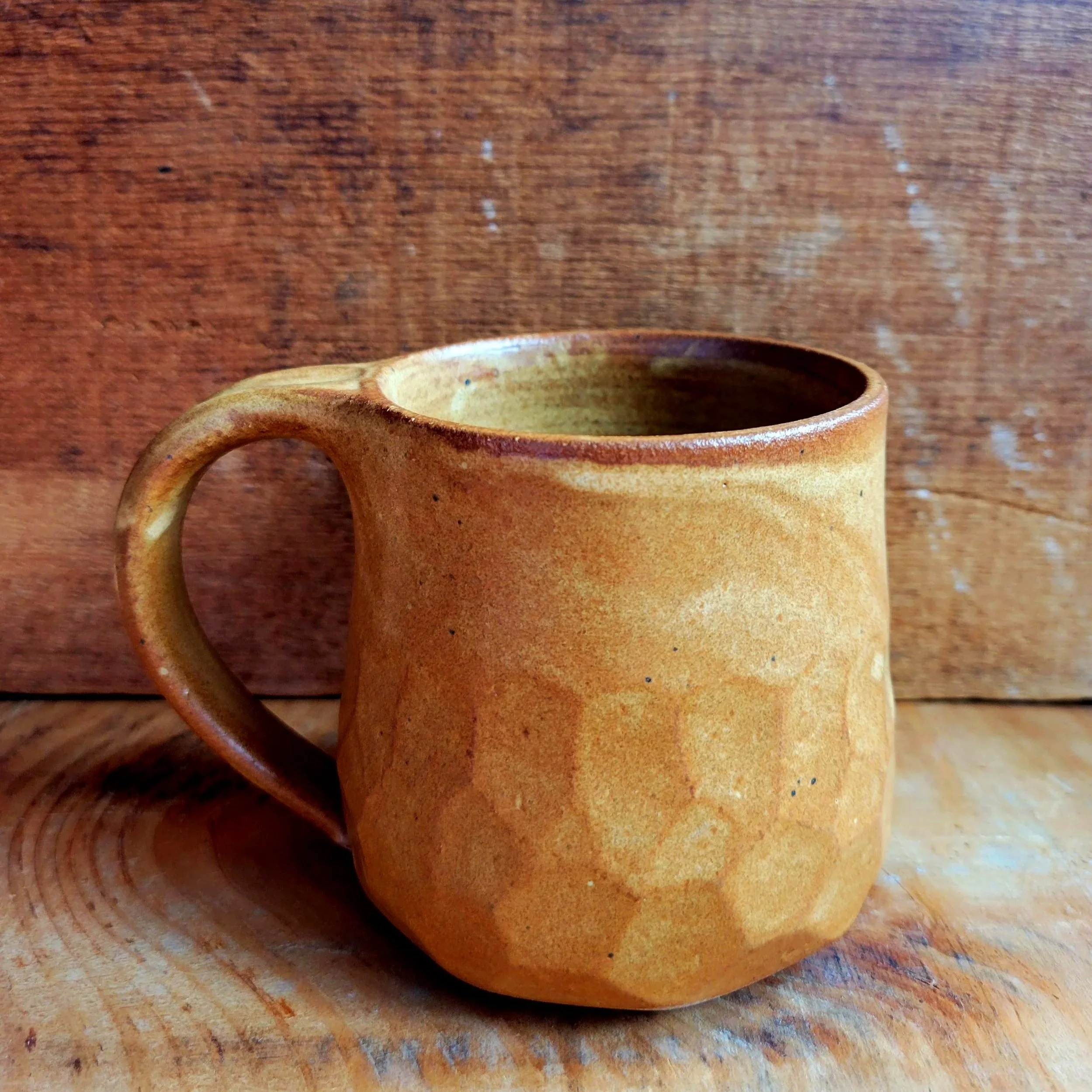 Large Faceted Mug - Rust Brown