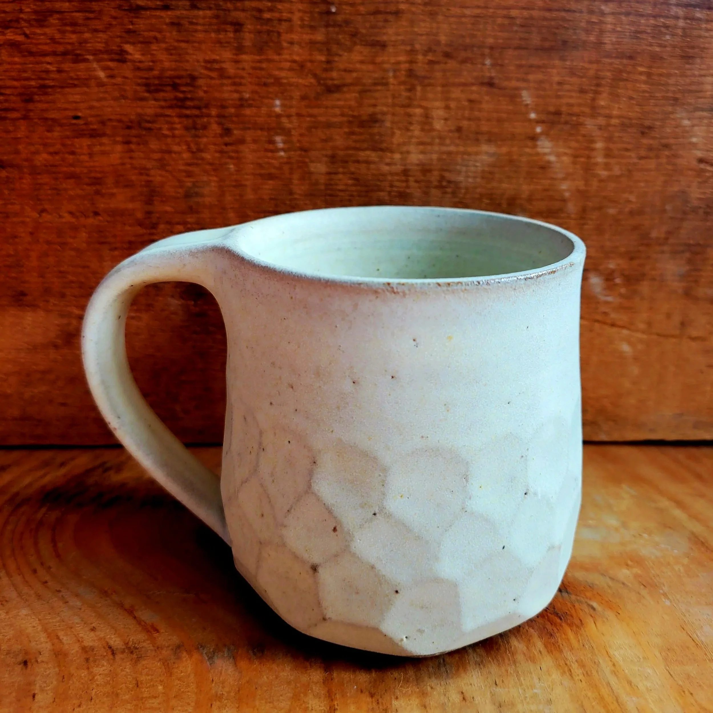 Large Faceted Mug - White