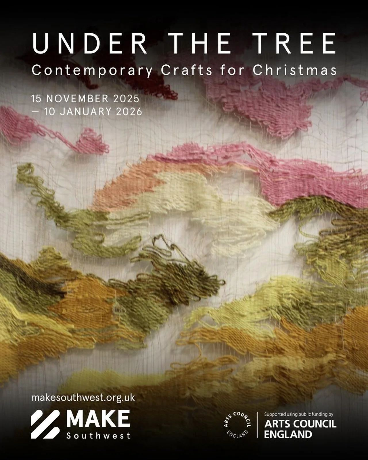 wool x textile 22/100

My woven work Dyer&rsquo;s Web and other lovely pieces by @onomagram members @piitunykopp @halmelu and @jennimikko are on show @makesouthwest in Devon 15.11.2025-1.10.2026✨

handwoven in loom
colours:
🍒 mushroom, bloodred webc