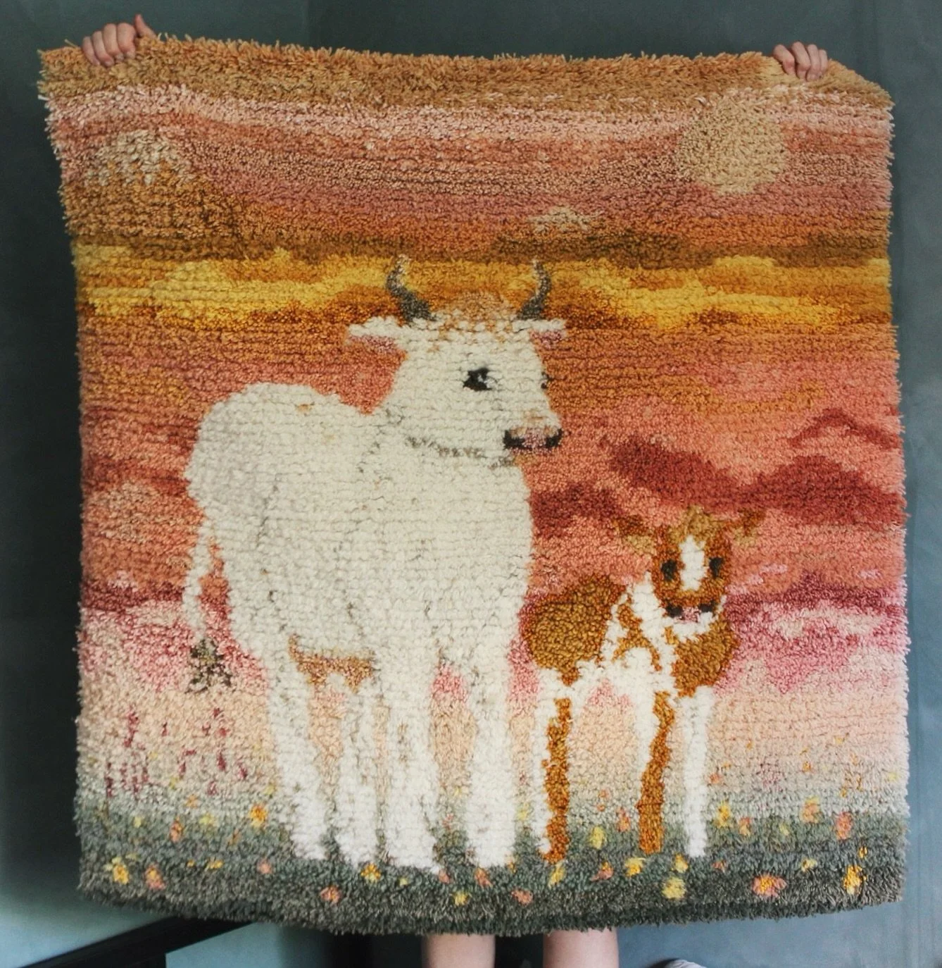 wool x textile 45/100

My first big rya ever❤️ 2022🍄&zwj;🟫 woven in a loom, made out of mushroom dyed yarn💛🧡🩷💚

#ryijy #ryijyt #ryijytaide #ryijytaiteilija