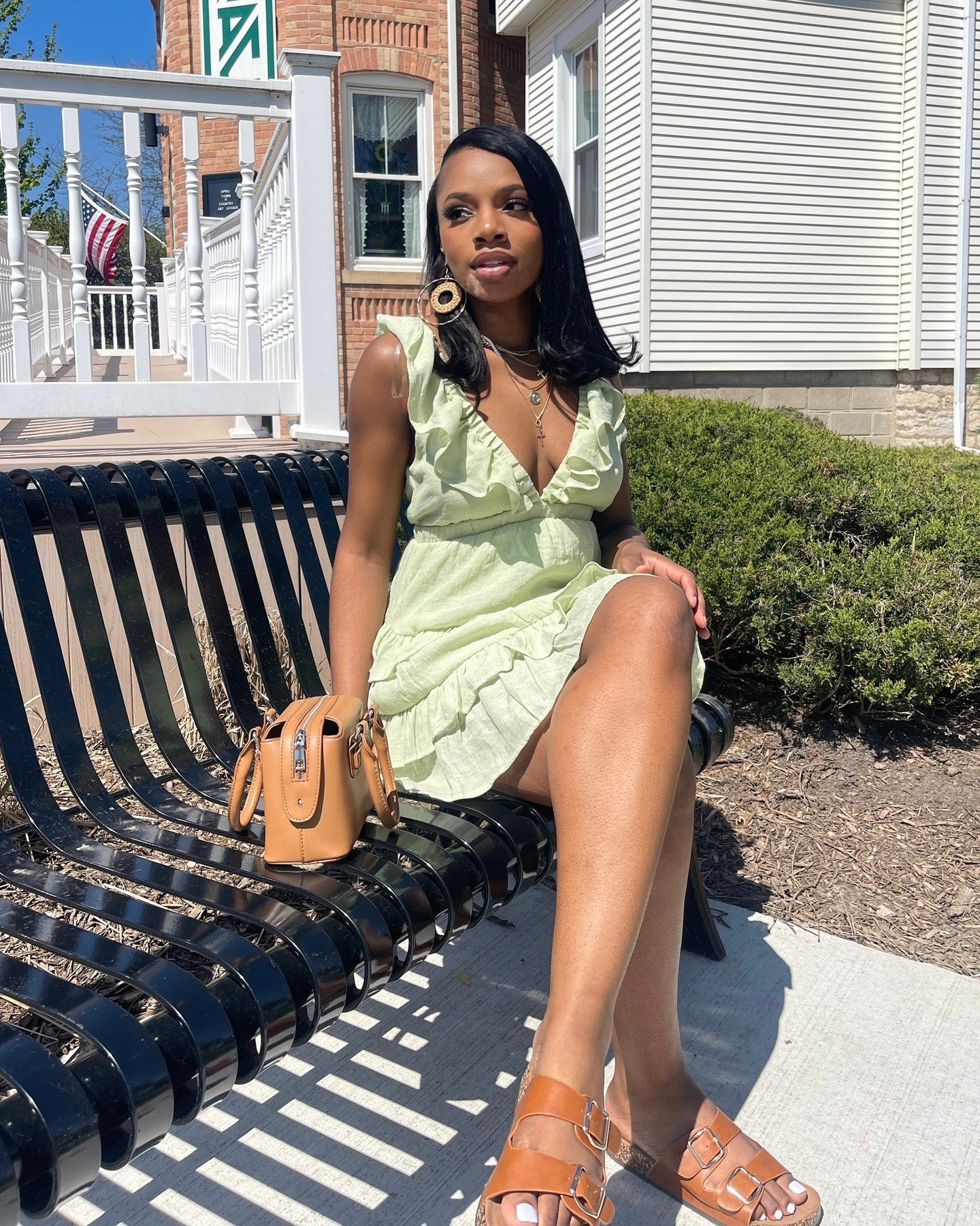 Gorgeous, @yovkeya in our favorite spring dress under $20. 💐✨ Tap for product details below - Shop her style in-store now! @discoveryclothing⁠
⁠
Ruffle Front Low V Dress: #HF24E232 - $19.99