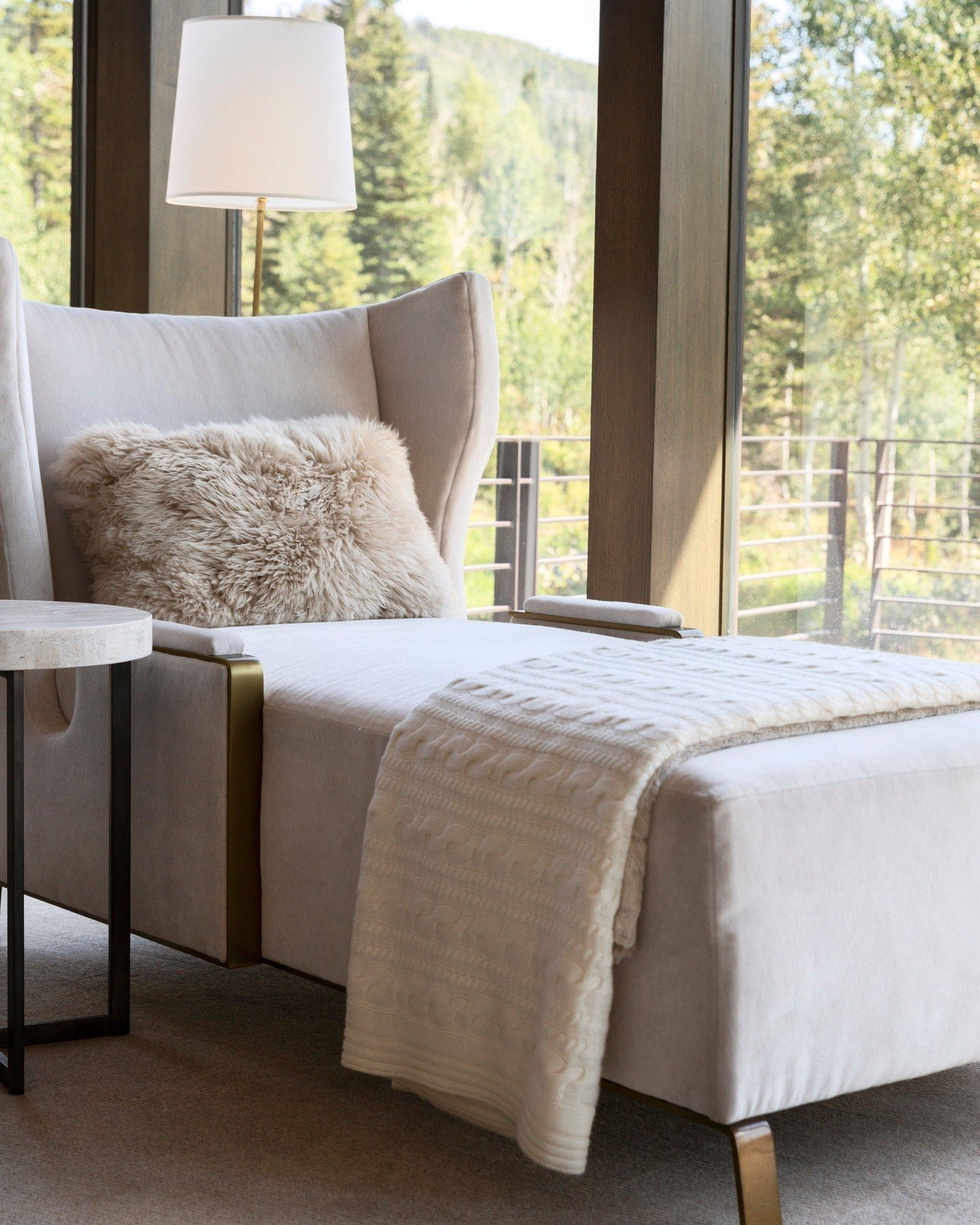 How perfect is this vignette? Carefully situated in a corner of a Master Bedroom suite, it's the perfect spot to hunker down with  a great book or just stare off into the view of the rolling mountainside. We love the small moments in houses, they are