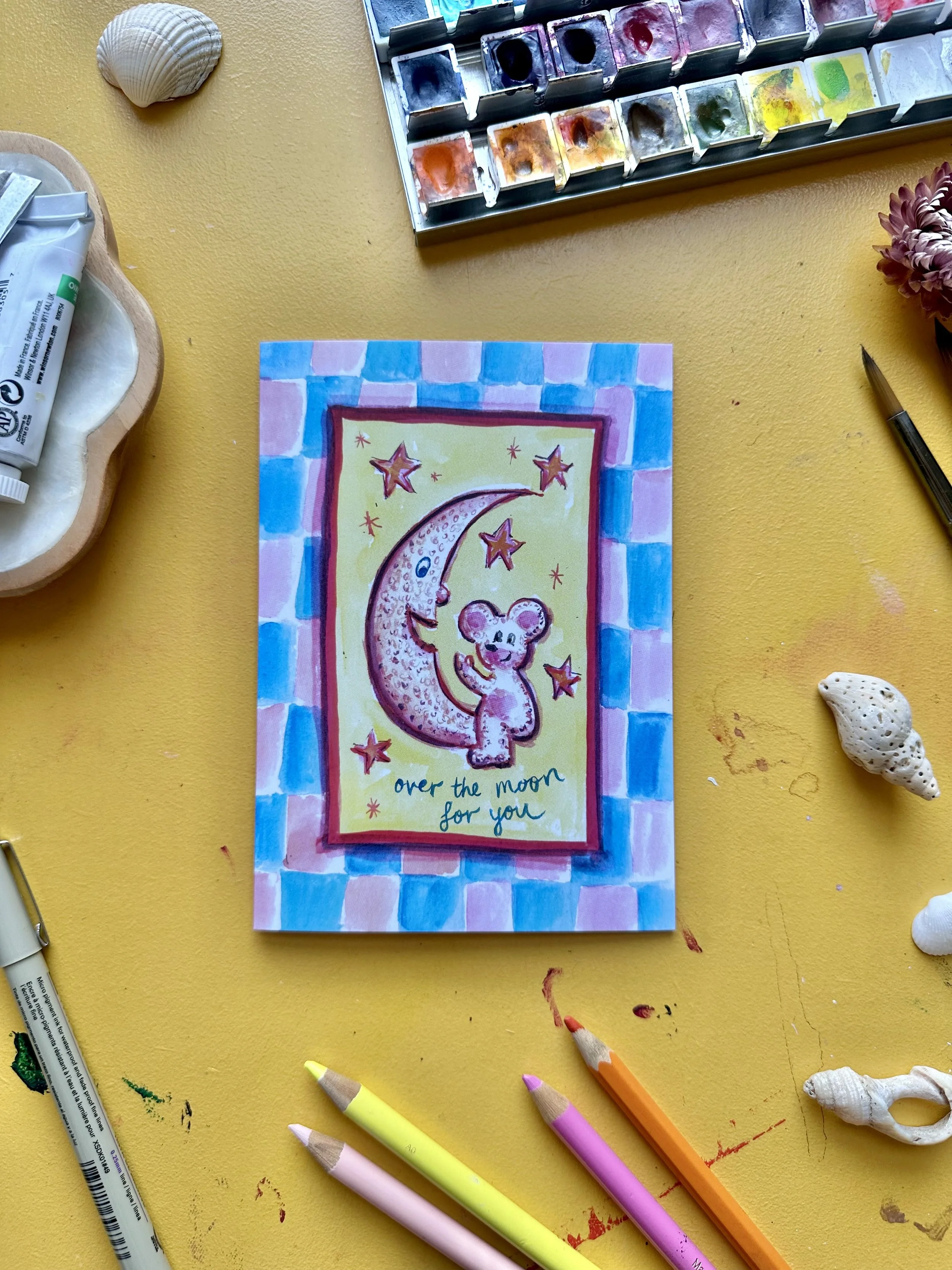 Over the Moon for You Greeting Card