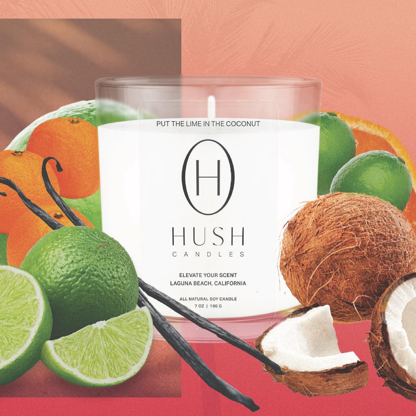 ▪️ The Ultimate Summer Scent▪️
&bull; A refreshing combination of zesty lime, orange peel, and creamy coconut make this scent irresistible. 
&bull; 🎶Put the Lime in the Coconut 🎶
&bull;
&bull;www.TheHushCandles.com 
&bull;
&bull;
#candles #allnatur
