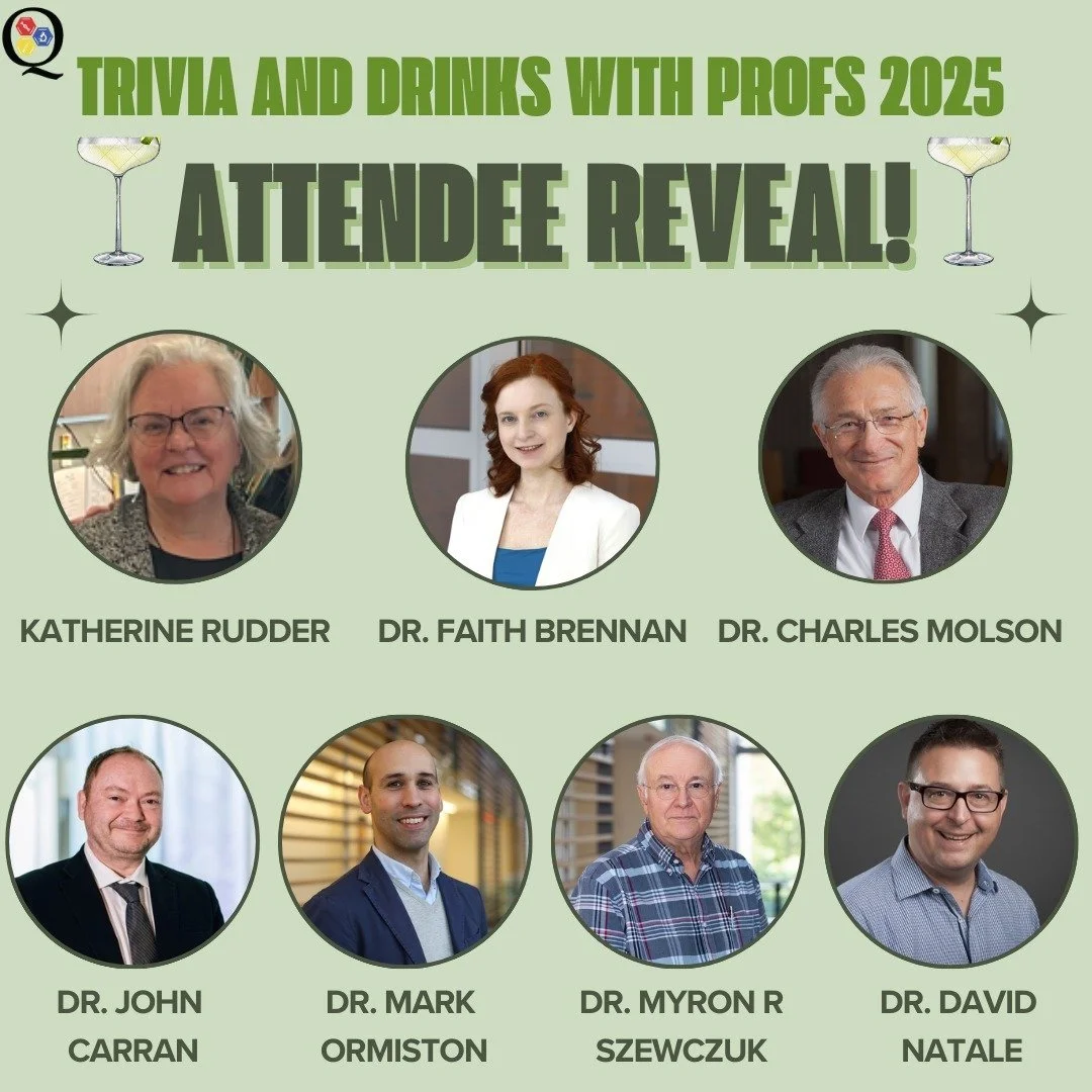 We are very excited to announce that the following faculty members will be in attendance at this year's Trivia and Drinks with Profs event! Join us on Wednesday at the Grad Club from 7-10pm for a chance to chat with these attendees, and have a good t