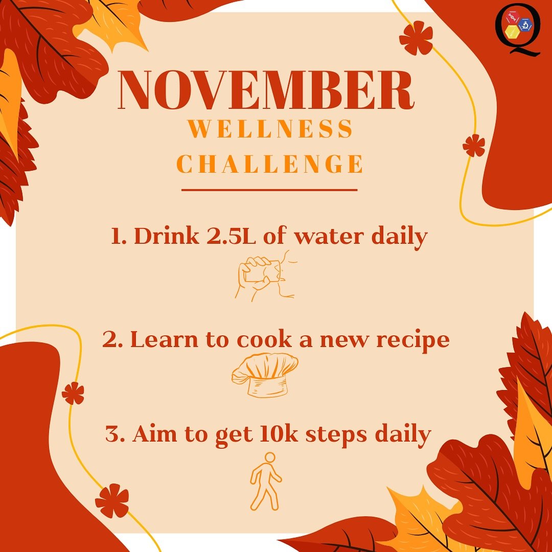 Happy November Life Sci! As we approach the end of the semester, challenge yourself to integrate these 3 habits into your day-to-day life to improve your overall wellbeing!