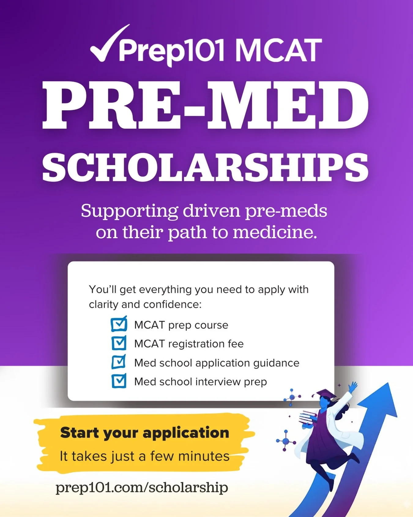 If you&rsquo;re interested in med school, check out Prep101&rsquo;s Pre-Med Scholarship program! Three students will get a scholarship package worth $5,000. For the details and to submit an application, go to https://bit.ly/premed-QLSSC!