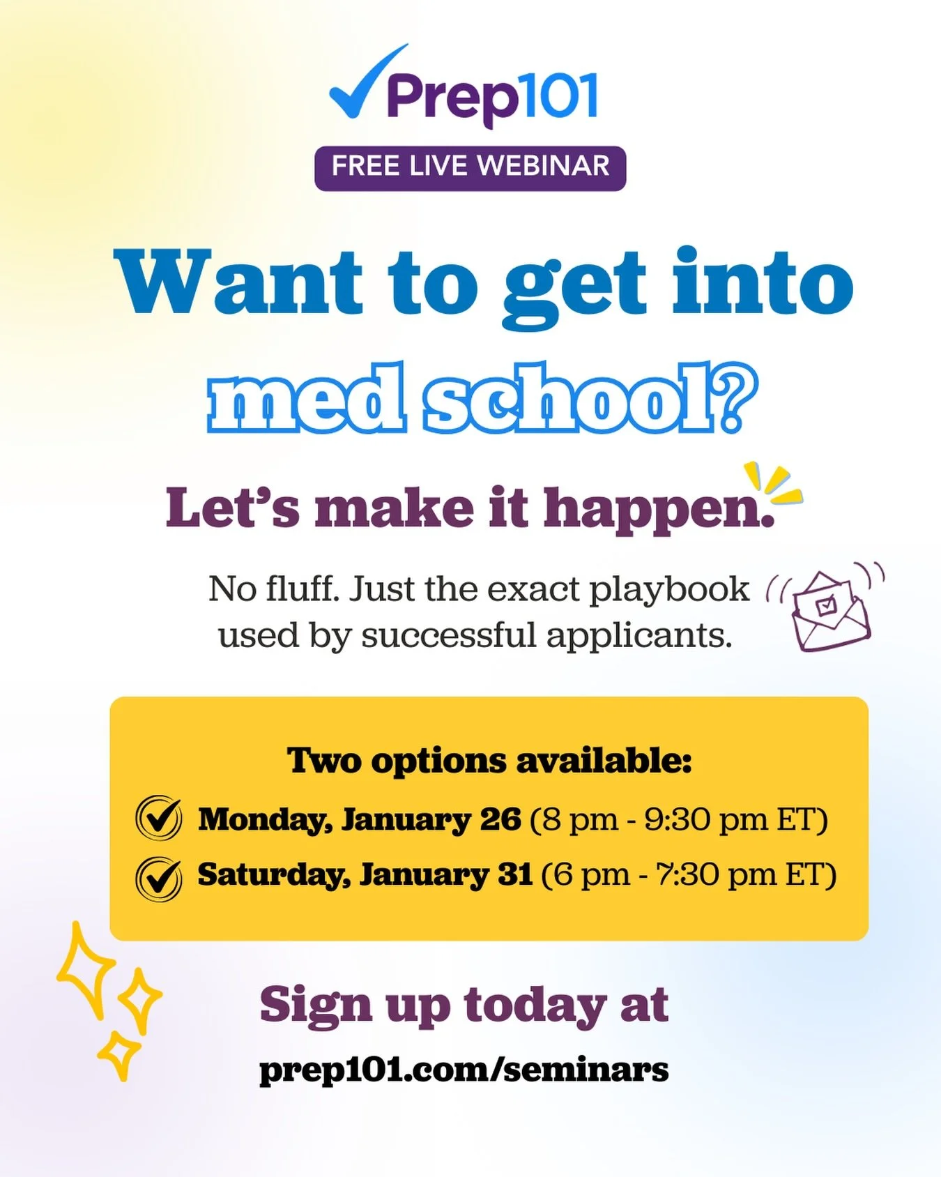 Register for this FREE webinar about the med school admission process if you&rsquo;d like to compress hours and hours of research into an efficient and engaging overview of all the key information about how to get into med school. The speakers are ex