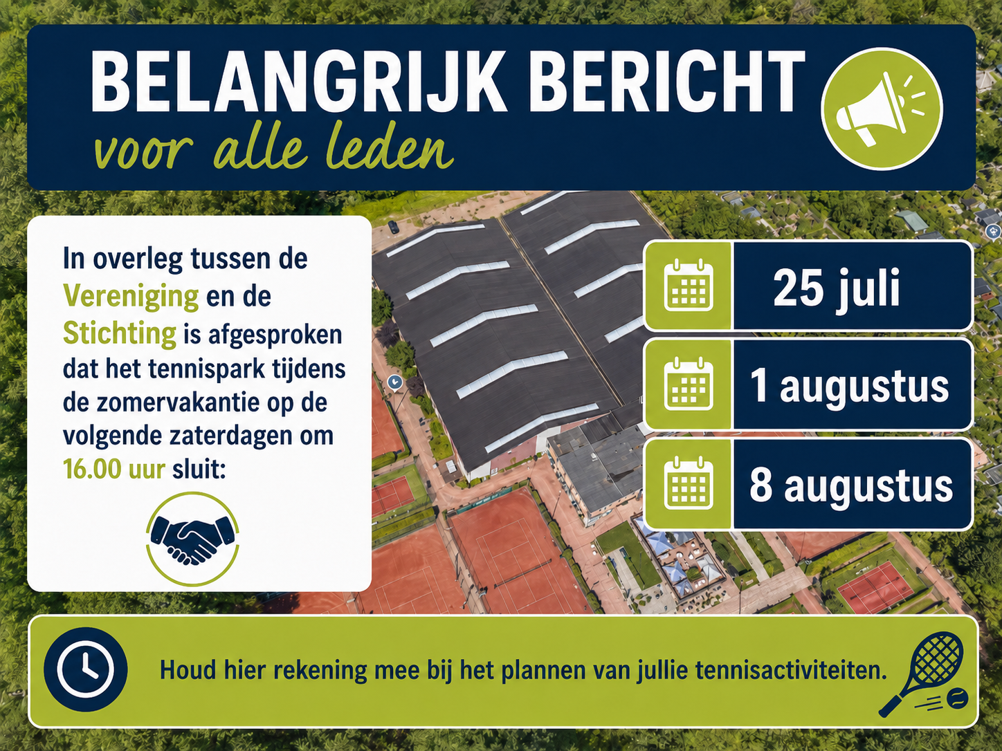 Zomersluiting op zaterdagen om 16:00 uur!