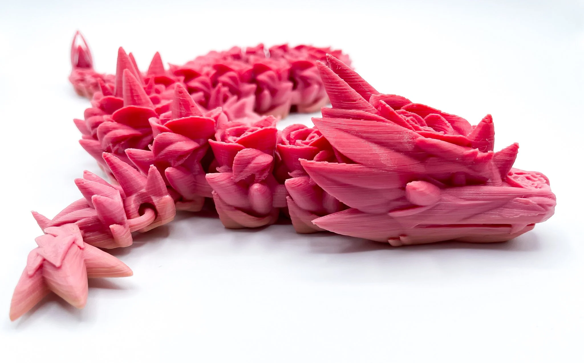 Rose Dragon, 3D Printed Fidget Toy, 3D Printed Dragon, Dragon Fidget, Dragon Toy, Dragon Sculpture, Articulated Dragon, Prink Dragon, Sensory Soothing Toy, 3D Fidgets