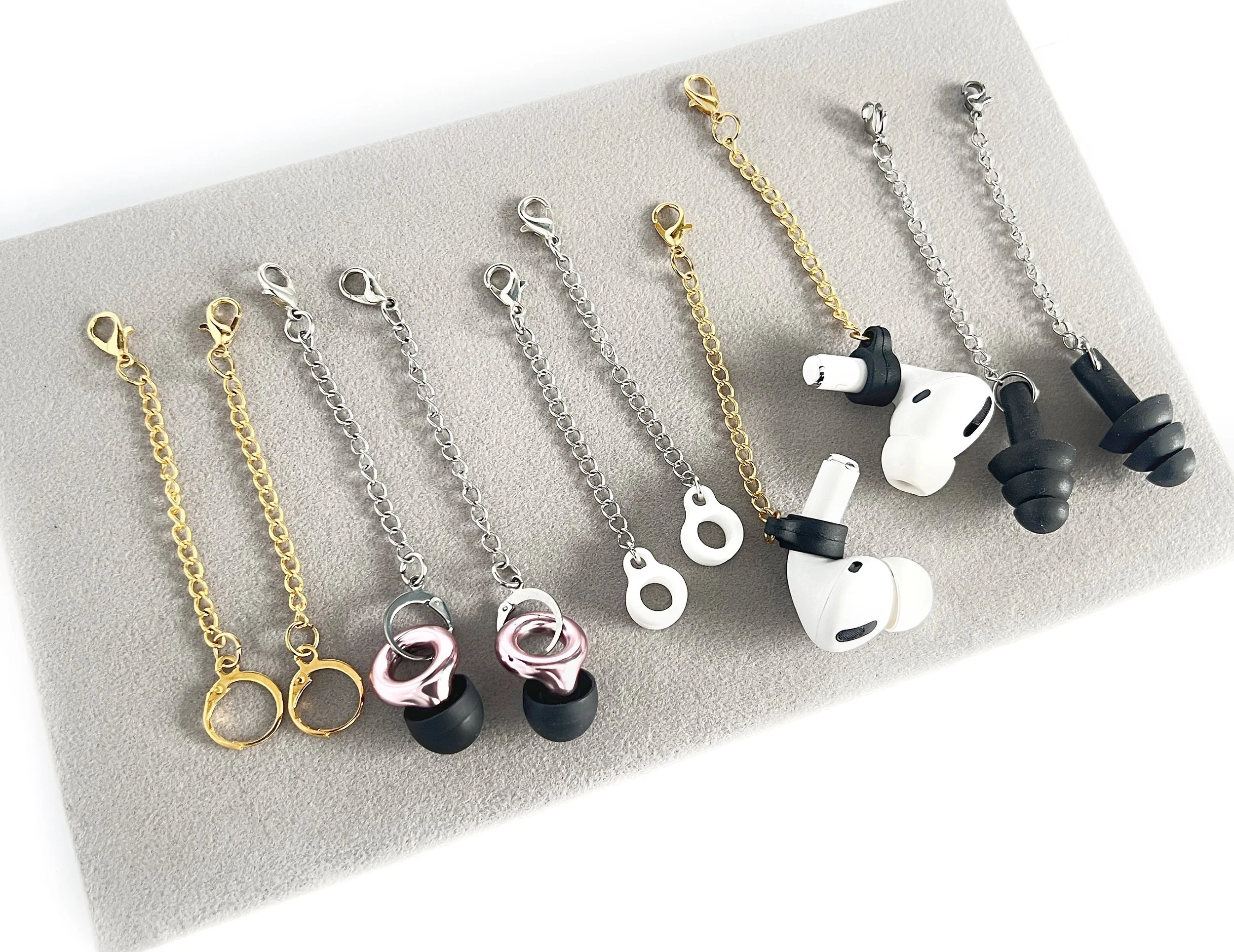 Short Accessory Chain Add-On for Glasses Chains / Earrings / Earcuffs – For Loop Earplugs, Earbuds or Silicone Earplugs