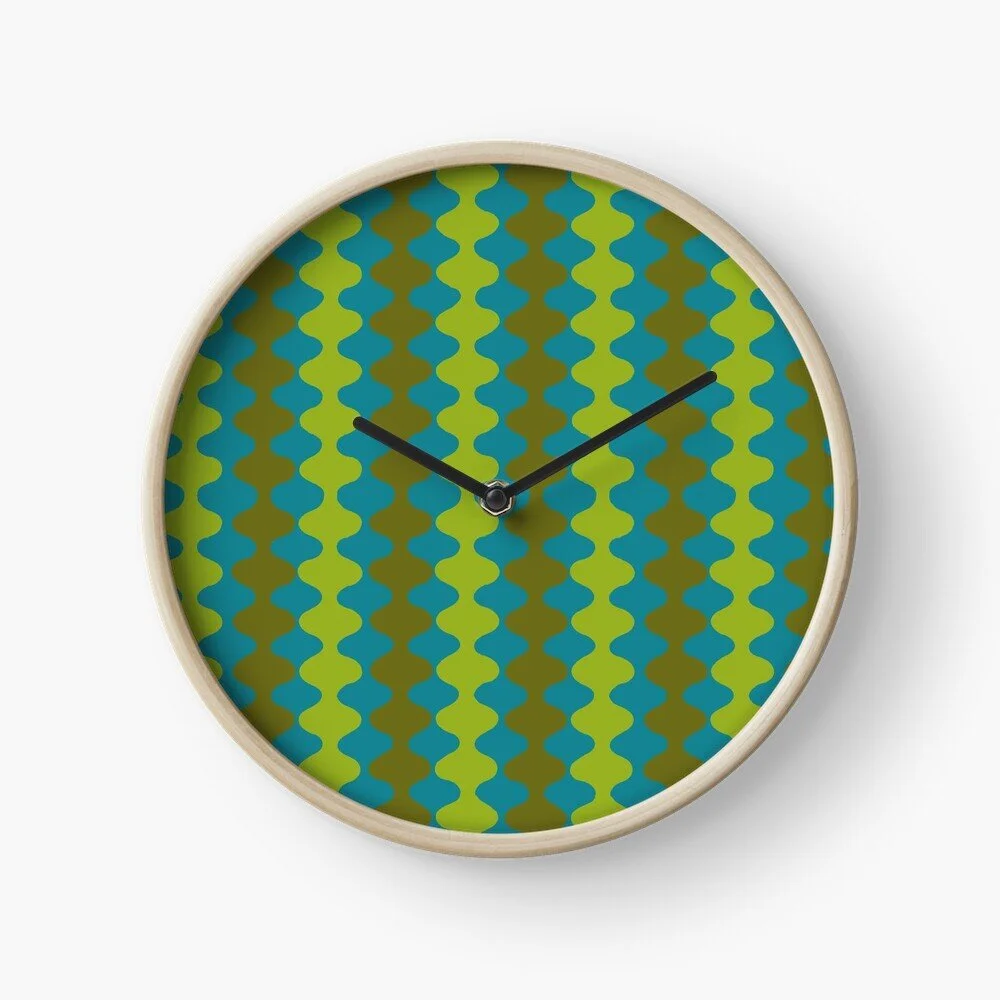 Funky and psychedelic mid century 70s retro patterned clock
