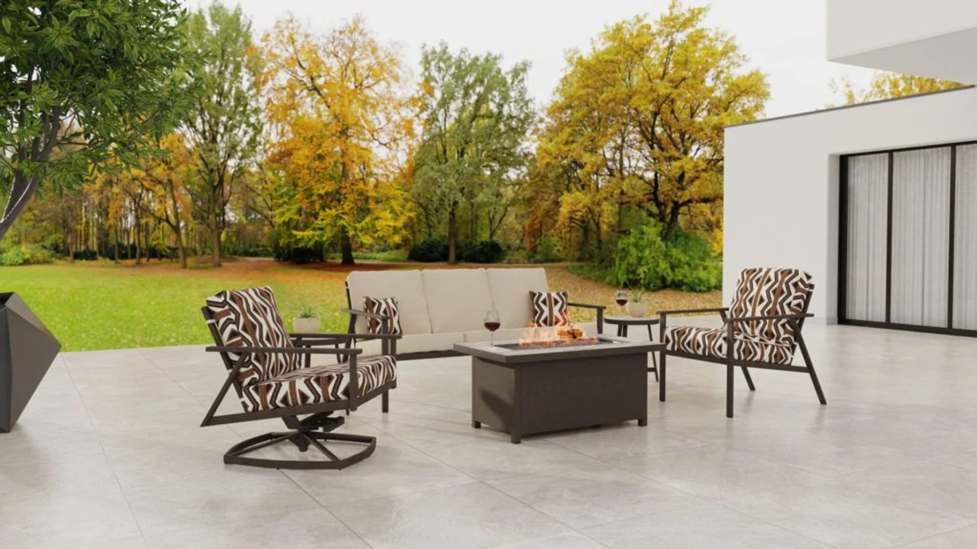 brown and white furniture outside during the fall