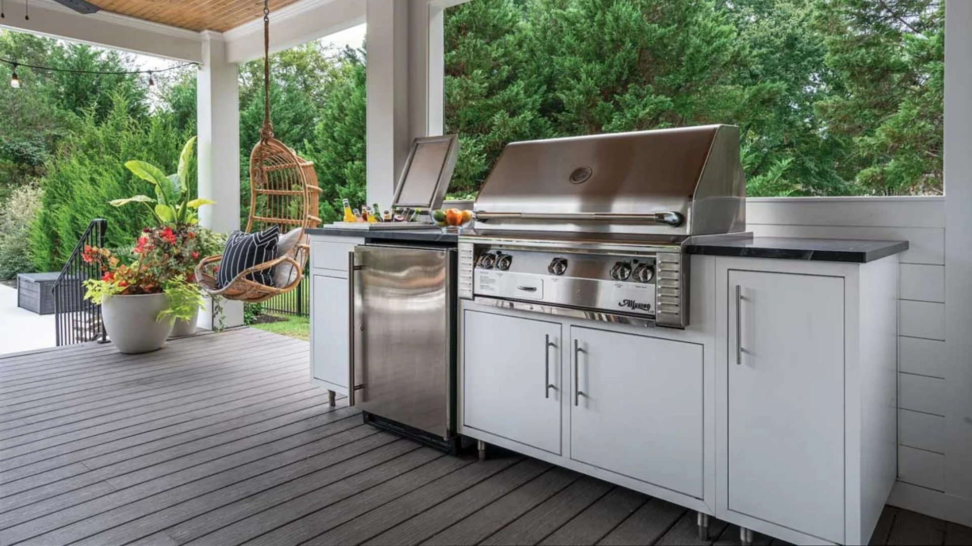 outdoor kitchen with white finishing