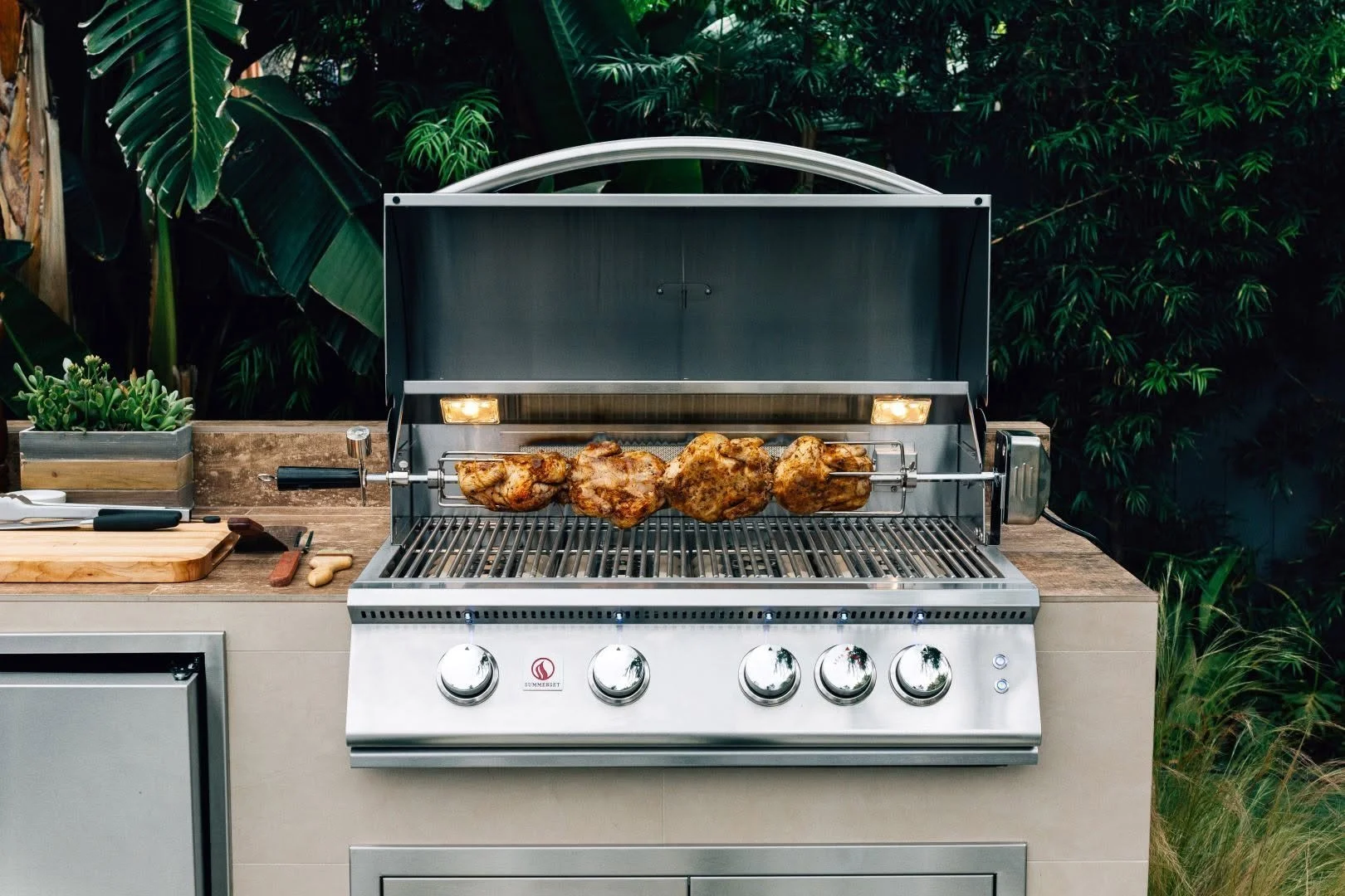 cooking chicken on an outdoor grill