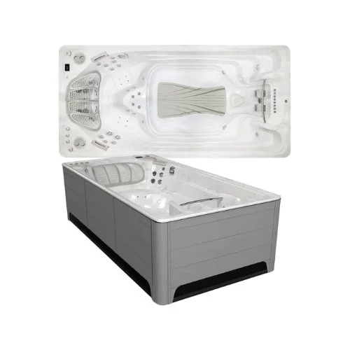 executive collection aerial and side view swim spa from hydropool