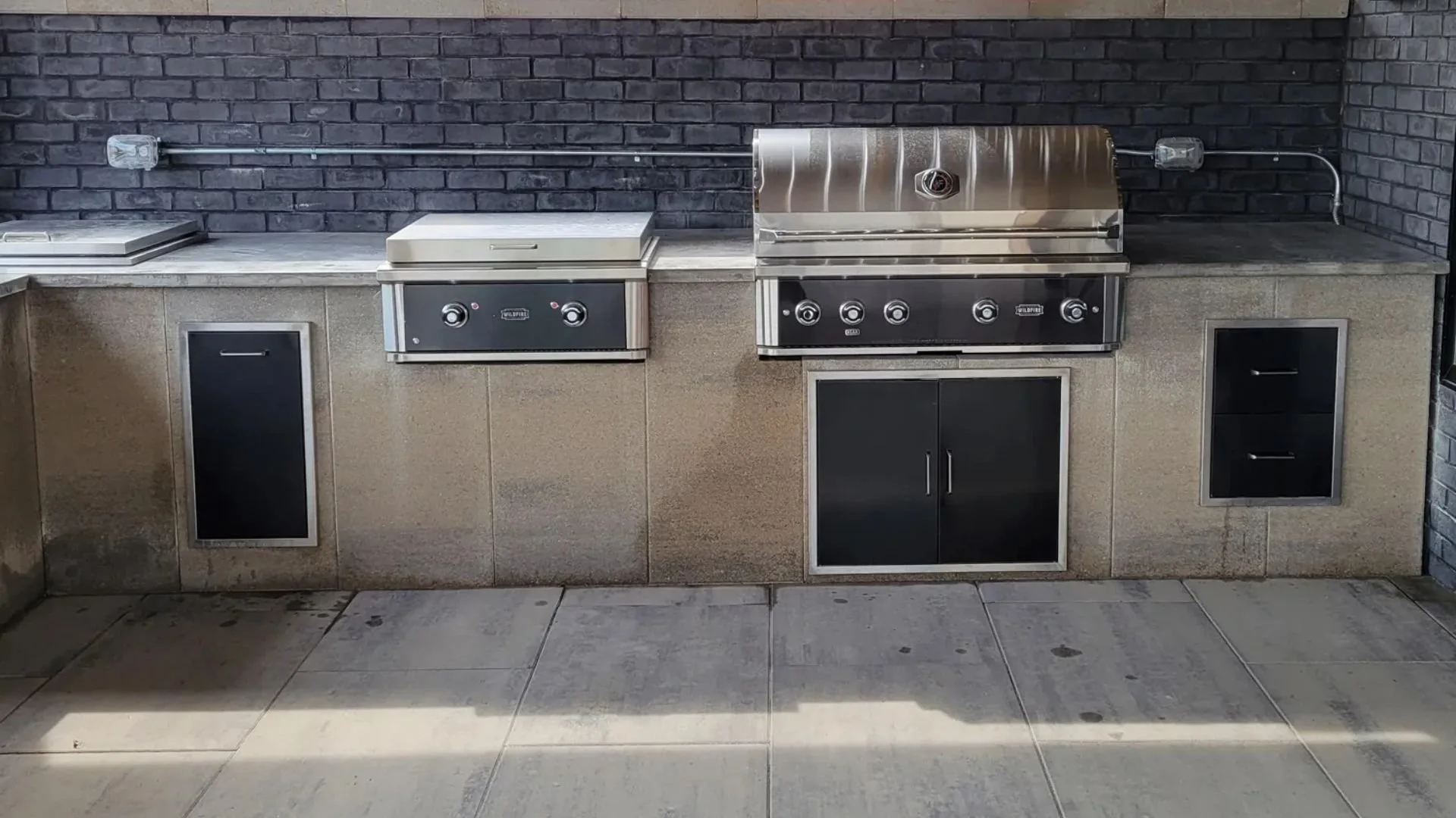 wildfire grill and griddle on a stone island