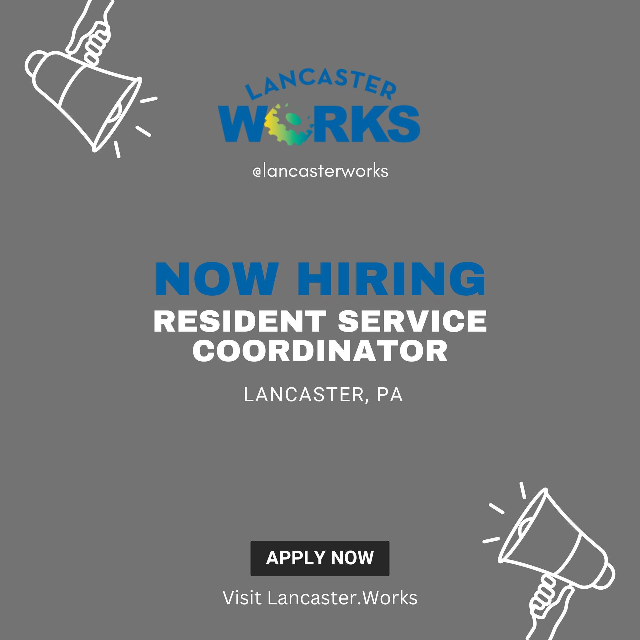 We're hiring a Resident Service Coordinator in Lancaster, PA.
Apply on our website today!