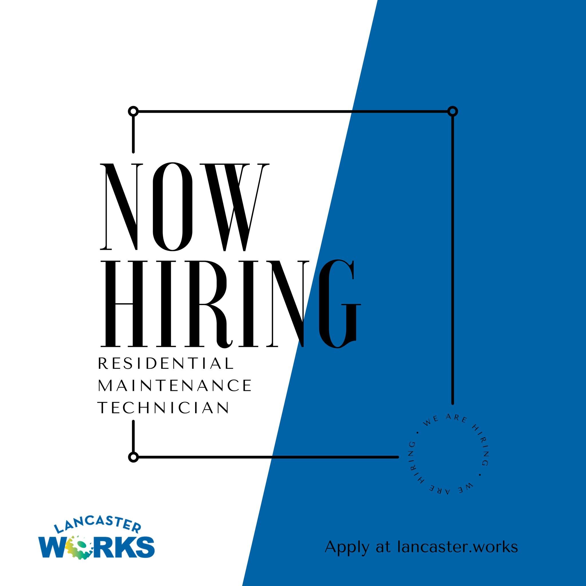 We have jobs!

Now Hiring Residential Maintenance Technician in Landisville, PA.

Apply on our website today.