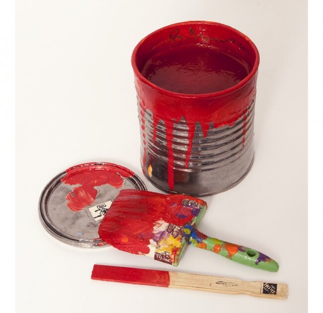 Red Platinum Coffee Can, Brushes, Lid and Sticks