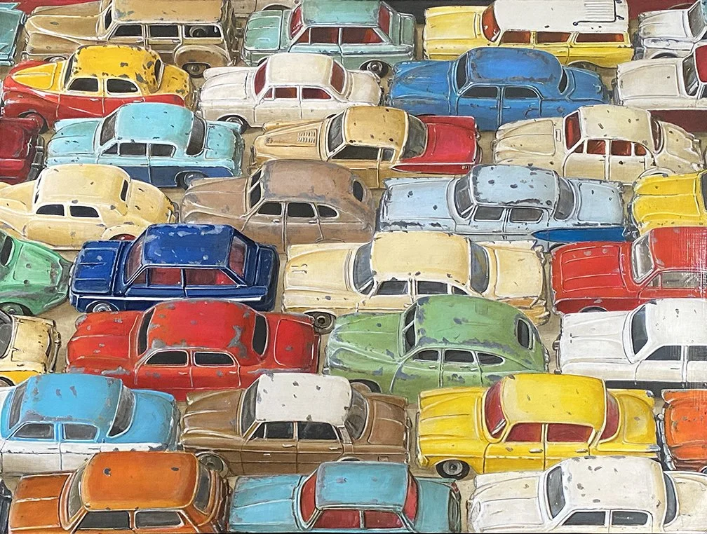Dinky Toys, 2024 lr, acrylic & oil on board, 18 x 24 inches, Holly Farrell.jpg