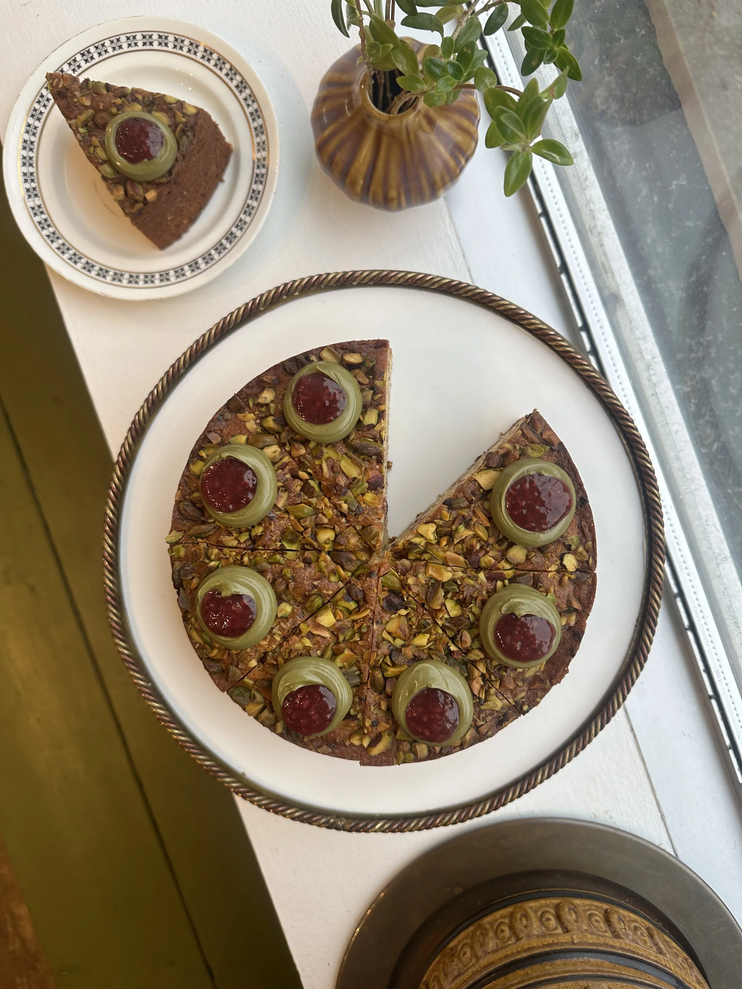 Raspberry Pistachio Breakfast Cake