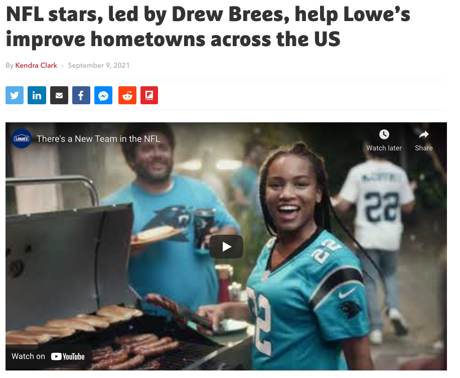 SOUTH scores the newest Deutsch LA NFL work for Lowe's! 