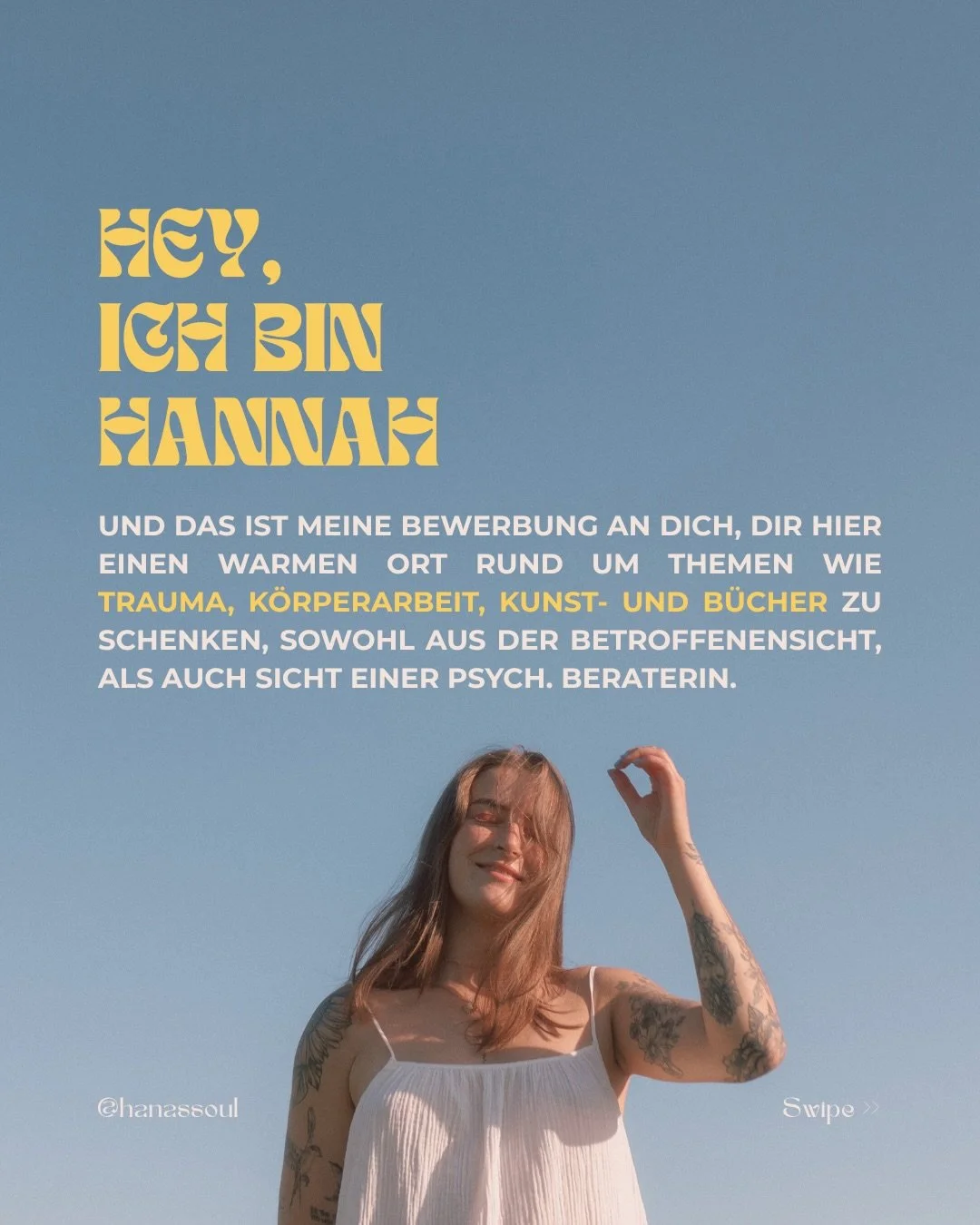 Hallo an dich und herzlich willkommen an meinem warmen, kreativen Ort 💛✨🫧

Ich freue mich, wenn wir uns gemeinsam unterst&uuml;tzen k&ouml;nnen 🫂
Alles weitere was f&uuml;r dich wichtig und interessant sein k&ouml;nnte, habe ich auch in meinen Hig