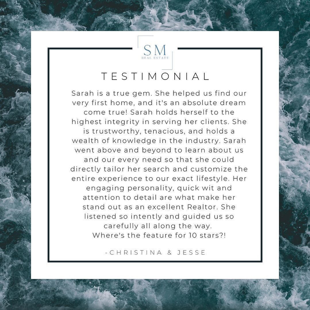 Happy Friday! 
Another testimonial from my Buyers that I just adored working with 👏🏻
If you are looking to Buy, Sell, or Relocate, let&rsquo;s chat about how I can help you✨