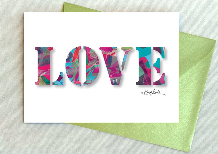 L034 LOVE letters 5 in. x 7 in.  Colored Pencil / Blank Inside